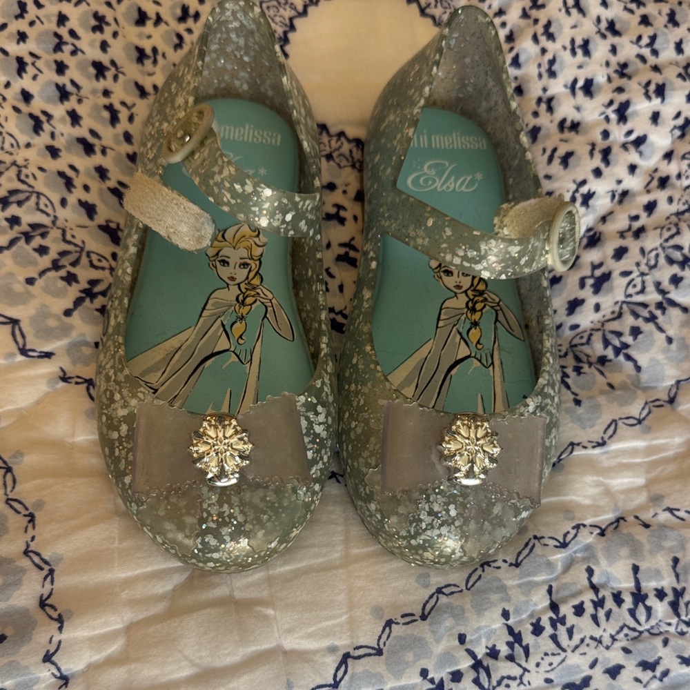 Mini Melissa Elsa Sparkle Jelly Mary Janes - Silver Glitter